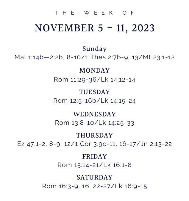 liturgical readings for Nov 5-11, 2023