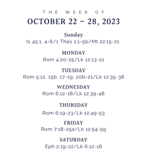 liturgical readings for Oct 22-28, 2023